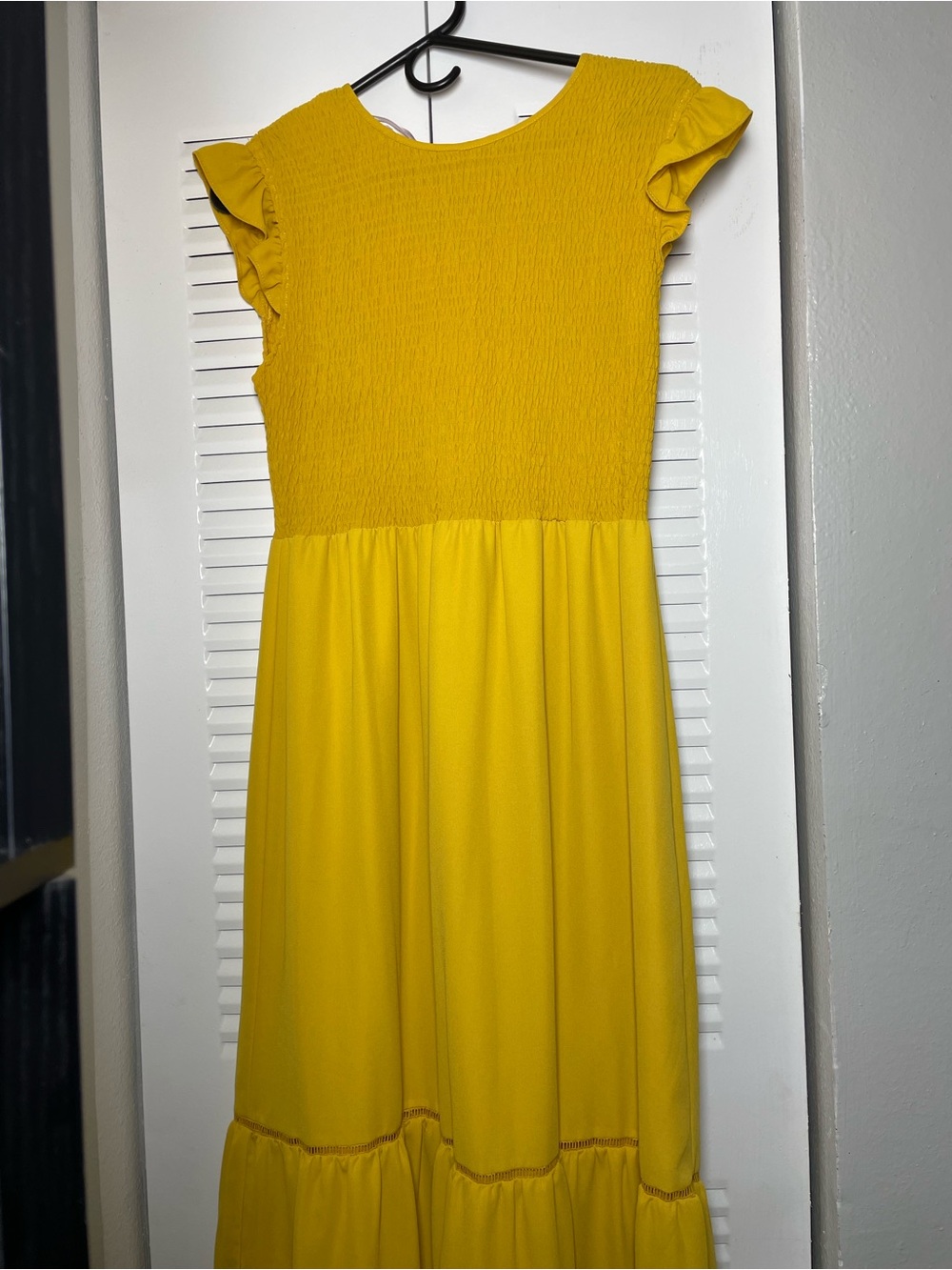 Nanette Lepore Bright Yellow Ruffle Sleeve Midi Dress